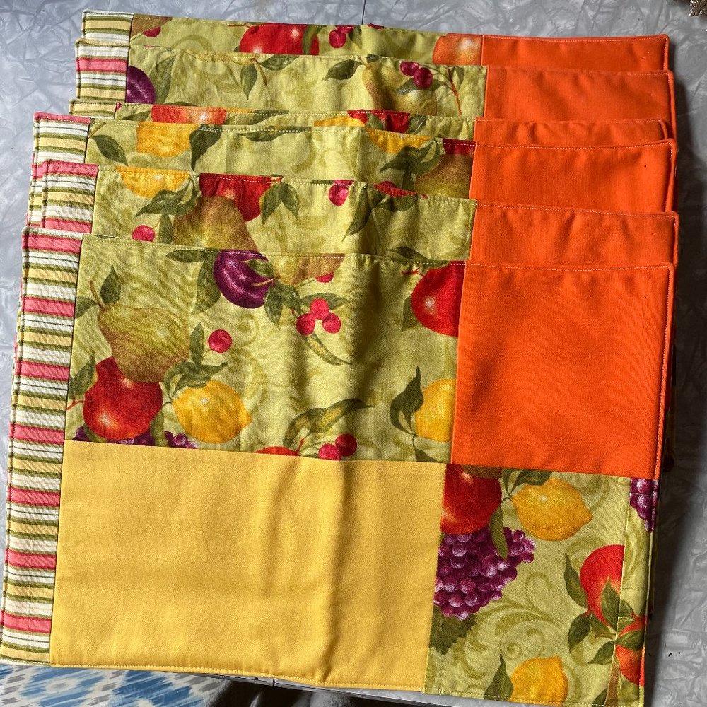 HANDMADE Reversible Placemats set of 6